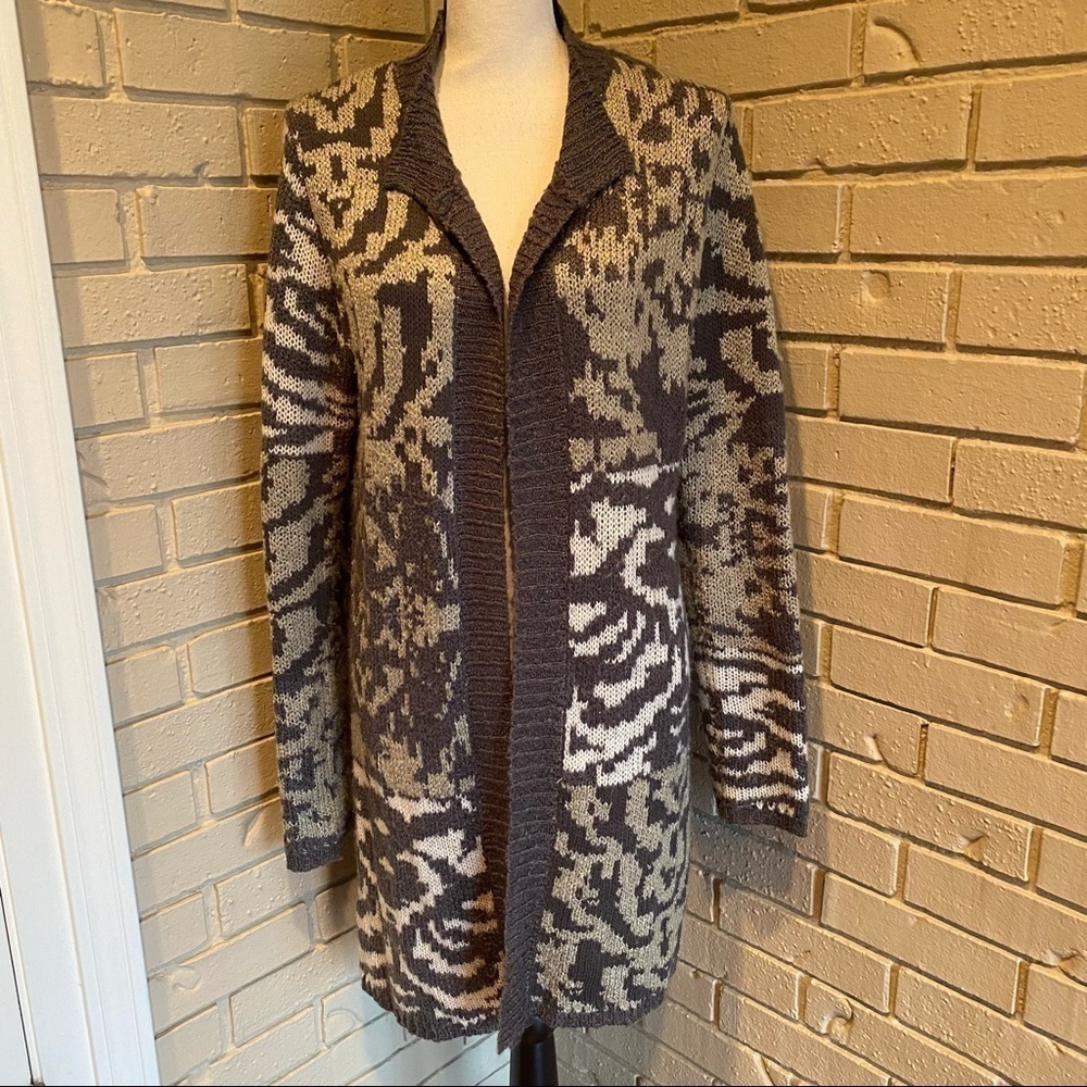 THE BUCKLE BKE BOUTIQUE Women's Medium M Taupe Wool Mohair Long Cardigan Sweater
